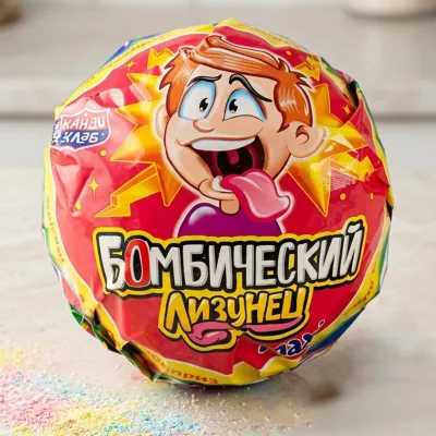 Карамель на палочке с подарком "Лизунец MAXI Бомбический"  уп/24шт*112гр